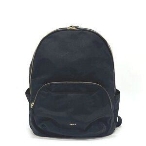 agnes b. FT03A-07 logo Bag Backpack GoldHardware Backpack Nylon Black